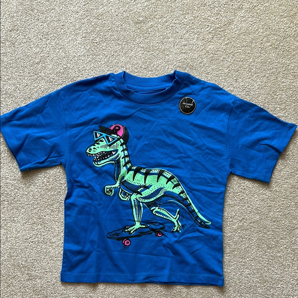 Next Blue Short Sleeve Tee with Dinosaur Graphic